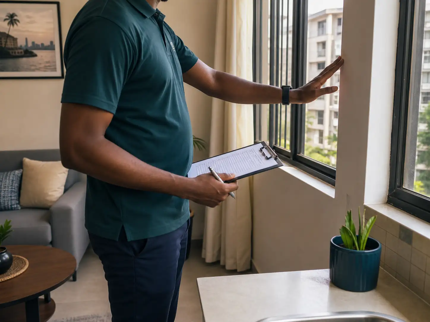 A bright Lagos property being checked and documented